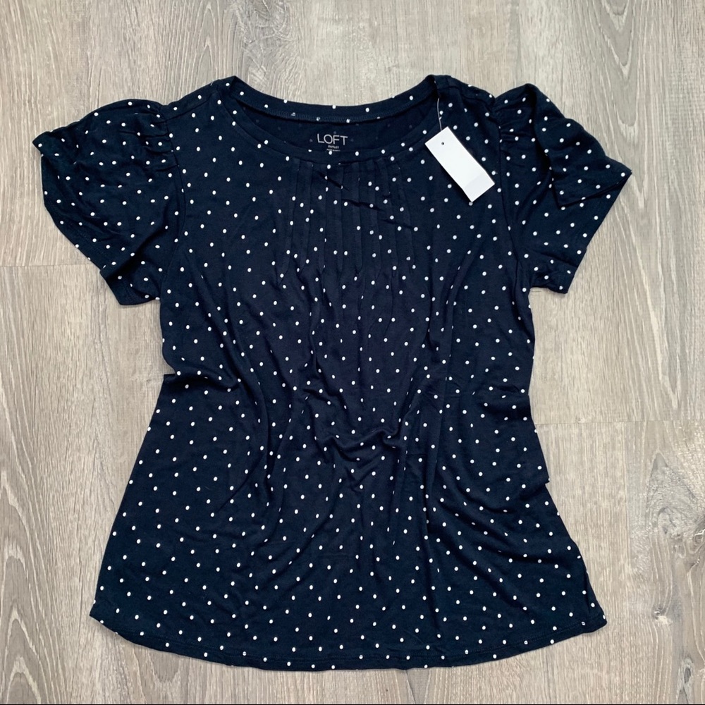 LOFT Dark Blue Polka Dot Shirt